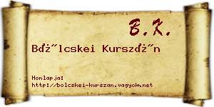 Bölcskei Kurszán névjegykártya